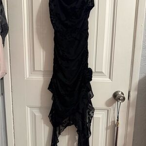 Fashion Nova Black Asymmetrical Dress